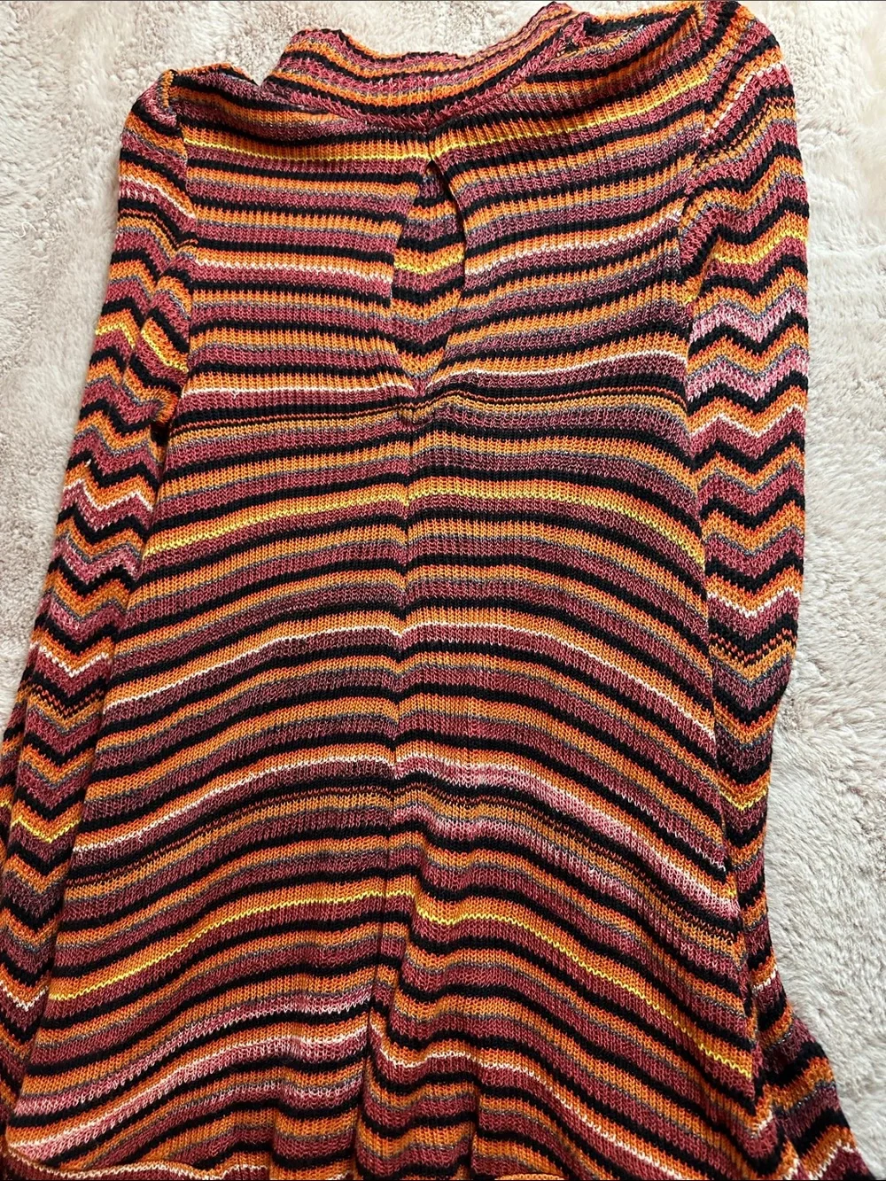 Free People Chevron Knit Midi Dress - Orange Pink Black